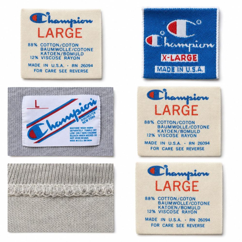 Champion 80年代タグの手書きなし視覚比較