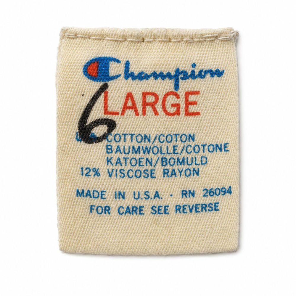 Championの薄手衣料用USA製タグ