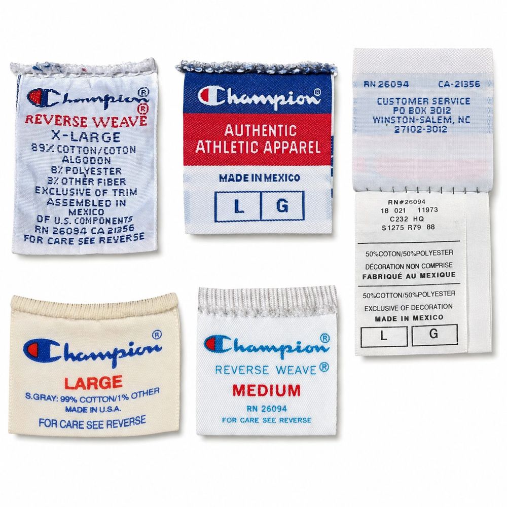 Champion 90年代タグの文字なし視覚比較