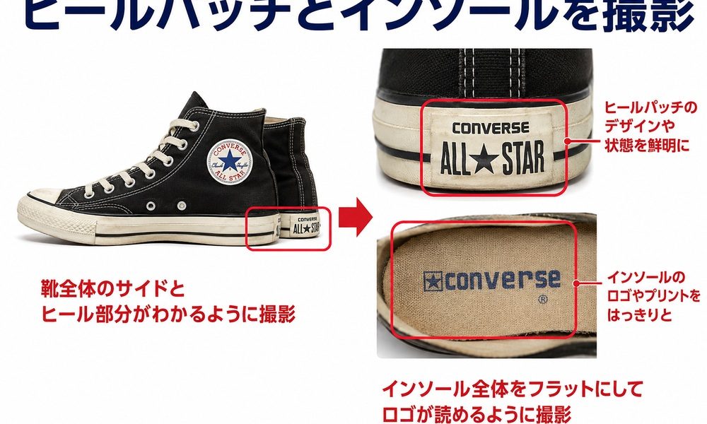 Converseヒールパッチとインソール撮影