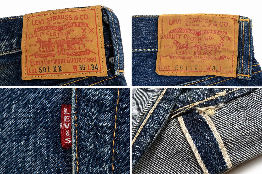 Levi'sタグ年代別一覧実物資料ベースの再構成イメージ
