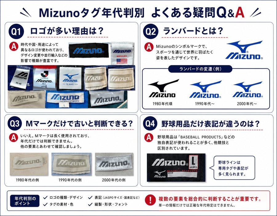 Mizunoタグ年代判別 よくある疑問Q&A