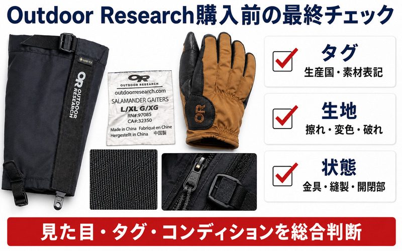 購入前のタグ・生地・状態チェック