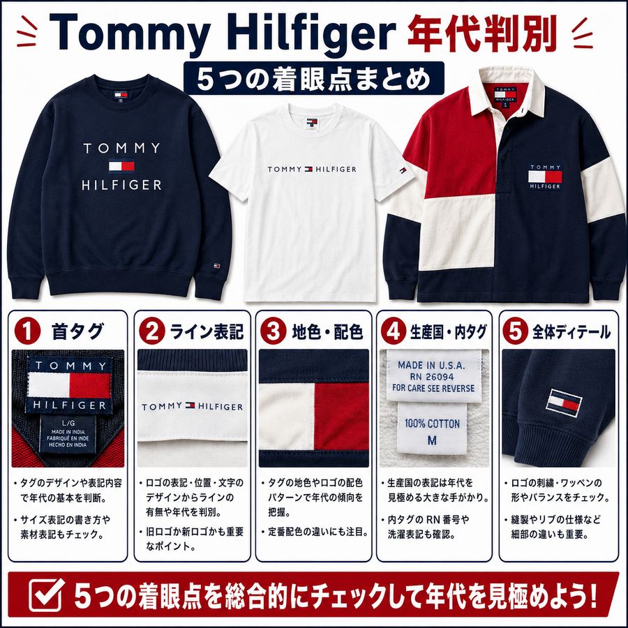 Tommy Hilfiger年代判別5つの着眼点まとめ