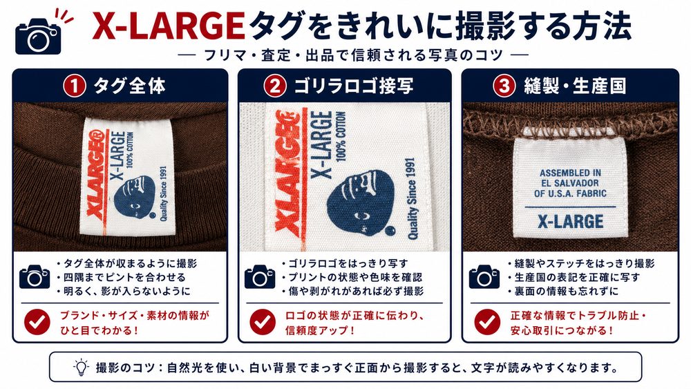 X-LARGEタグの撮影方法