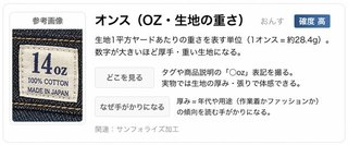 オンス（OZ・生地の重さ）